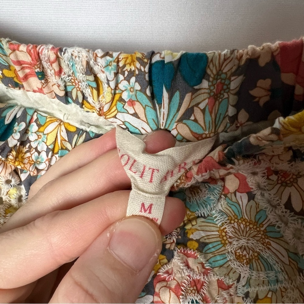 Solitaire Floral Eyelet Embroidered Ruffle Cottagecore Mini Skirt Lined Medium - Picture 6 of 7